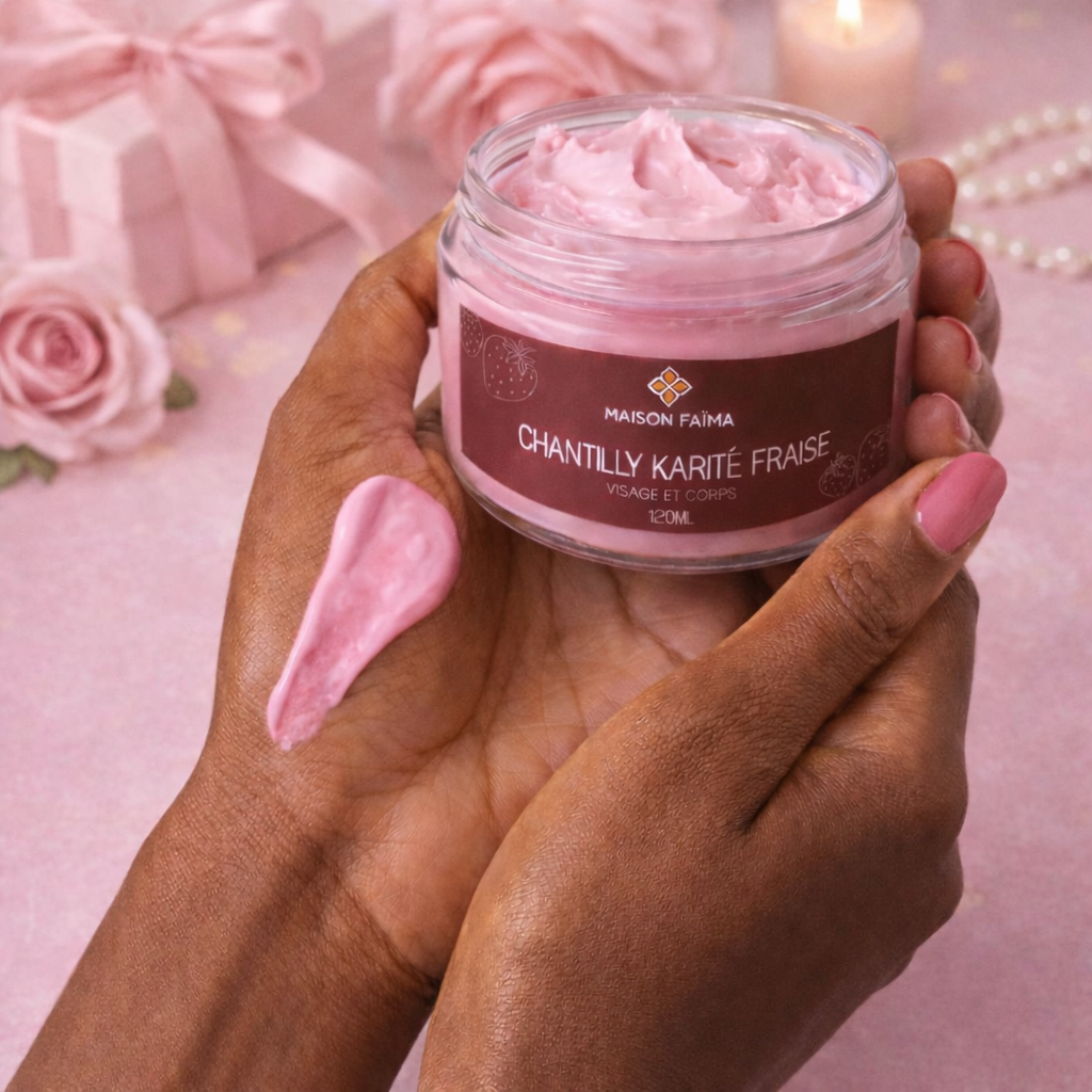 Chantilly de Karité Fraise 120 ml–Soin Hydratant Gourmand Nourrissant pour le Corps