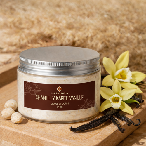 Chantilly de Karité Vanille 120 ml – Soin Hydratant Gourmand à l’Huile d’Amande Douce