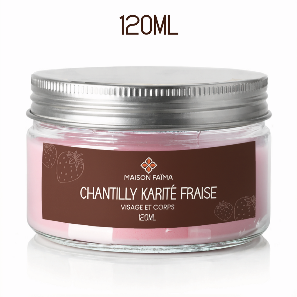 Chantilly de Karité Fraise 120 ml–Soin Hydratant Gourmand Nourrissant pour le Corps
