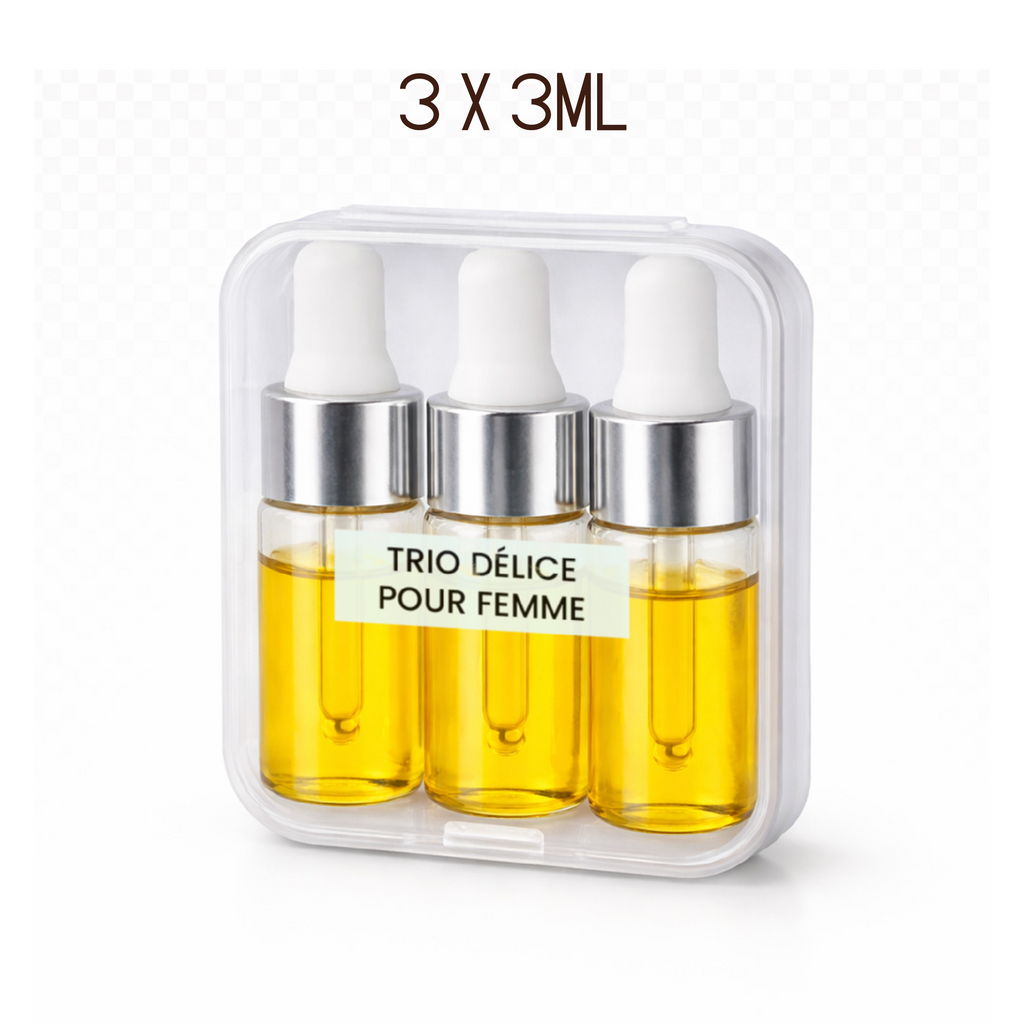 Trio Délice–Coffret Découverte 3 Huiles Parfumées 3 ml pour Femme