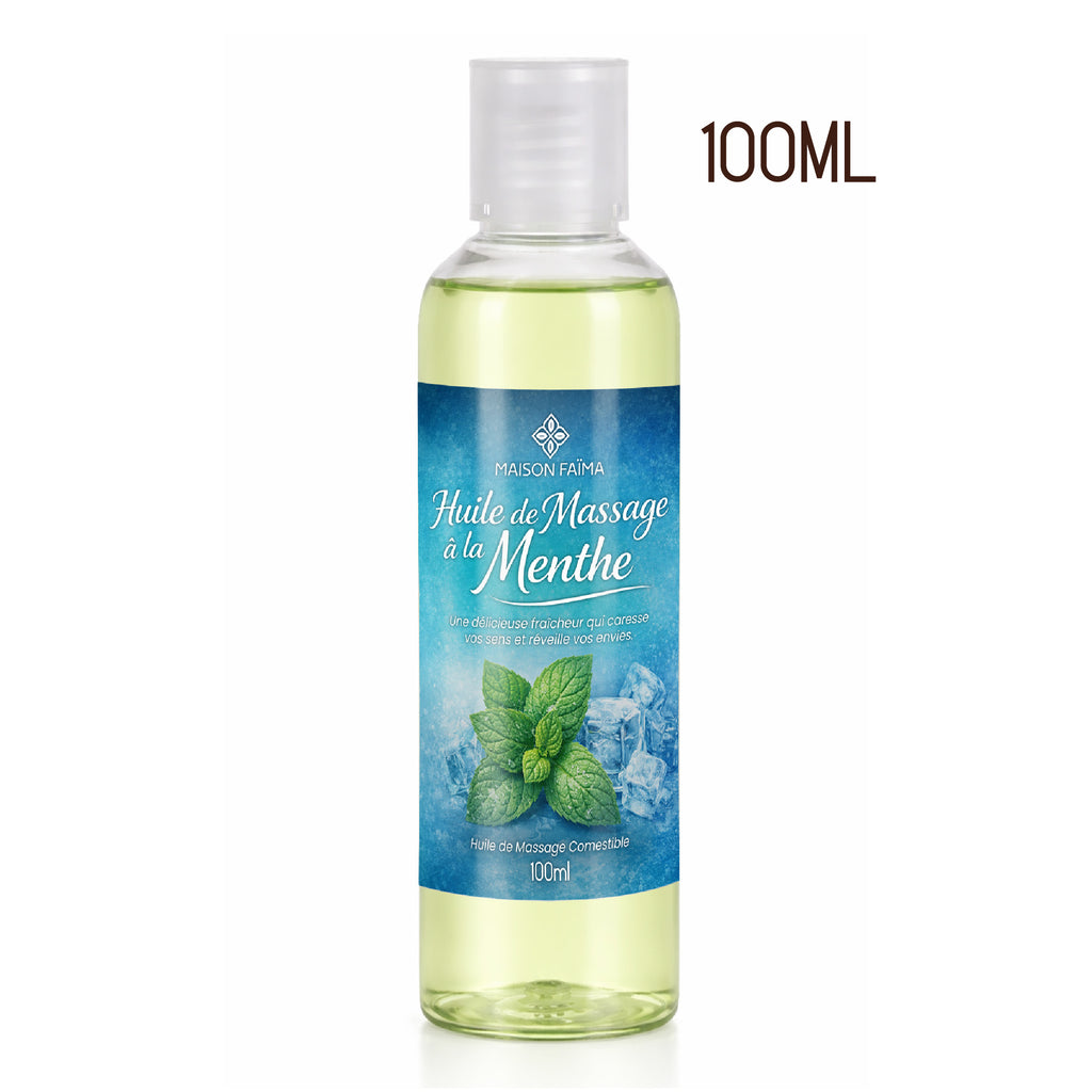 Huile de Massage Comestible à la Menthe–100 ml